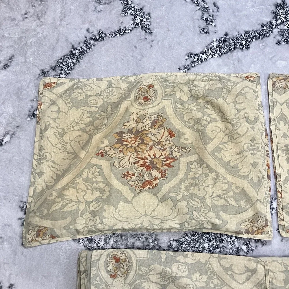 Pottery Barn Full Queen Duvet Cover Set Medallion Floral Cottage‎ Farmhouse